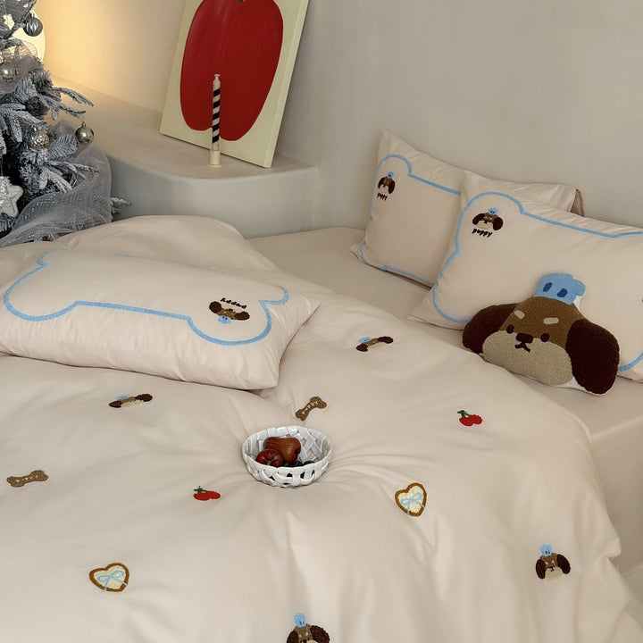 Cotton bedding set with cartoon motif, 4-piece