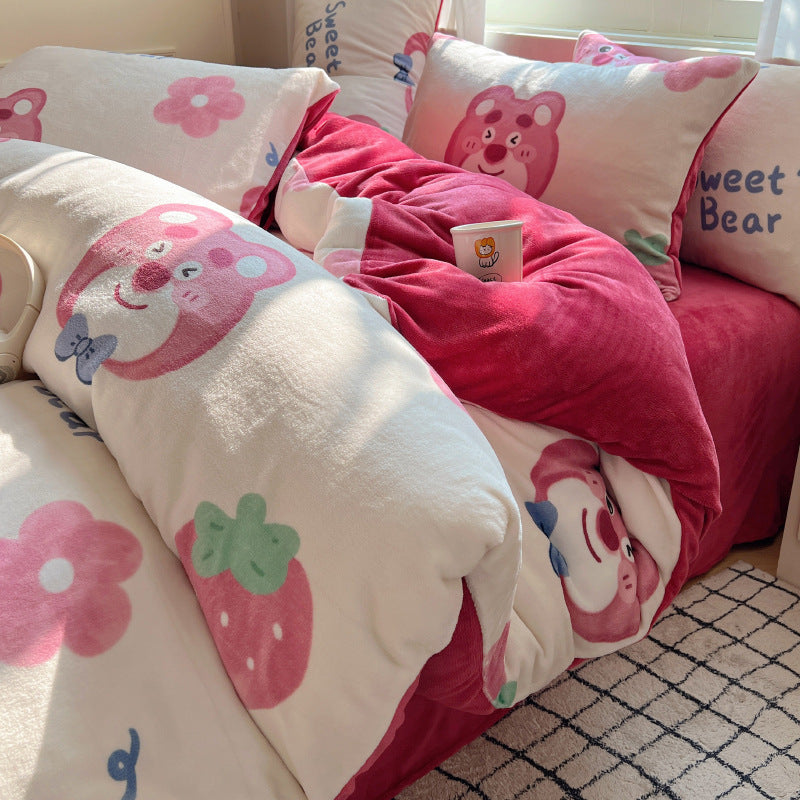 Milk fiber fleece bedding set, winter warm