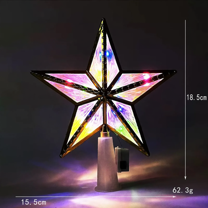 Illuminated Christmas tree top star made of plastic