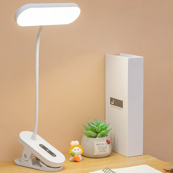 LED clamp lamp for desk and bedside table, dimmable