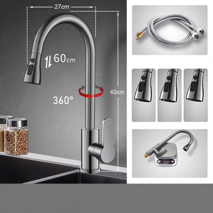 Pull-out kitchen faucet with ceramic valve