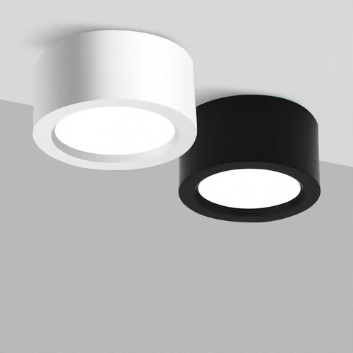LED surface-mounted light, round, without drilling