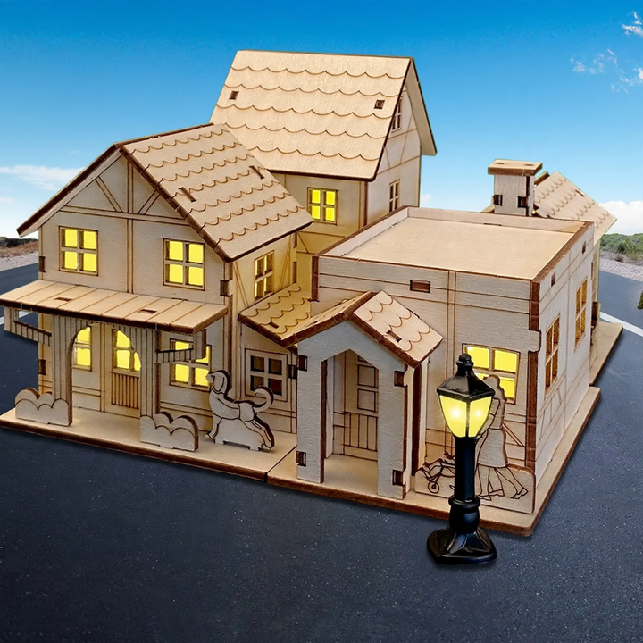 Decorative wooden Christmas light house to customize