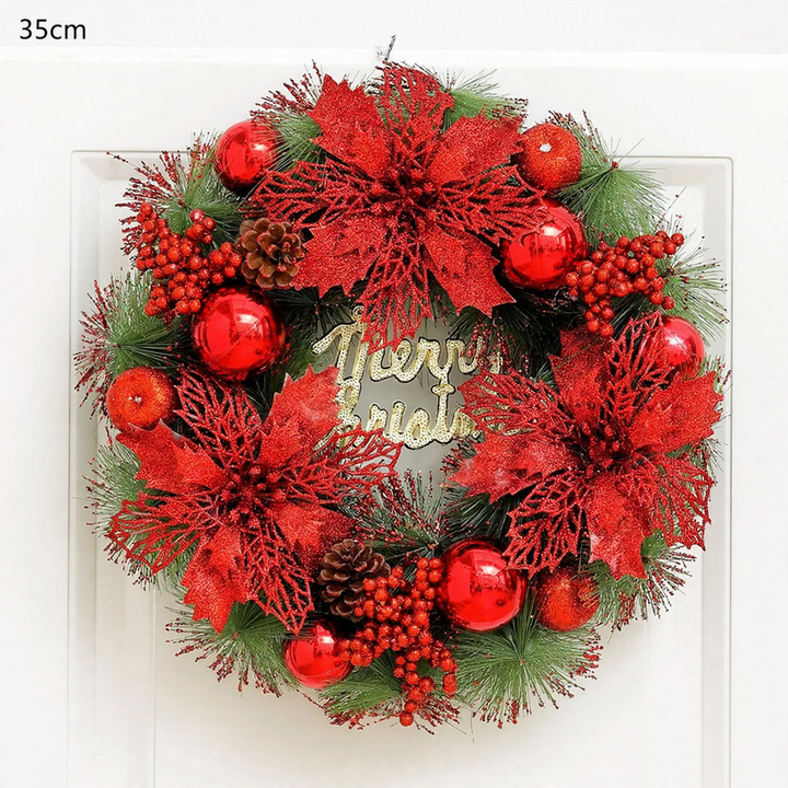 Illuminated Christmas wreath with hanging