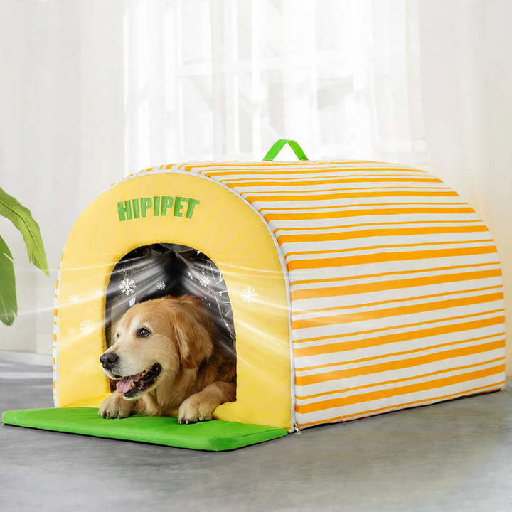 Large cooling igloo for dogs, Oxford fabric, with ice pack