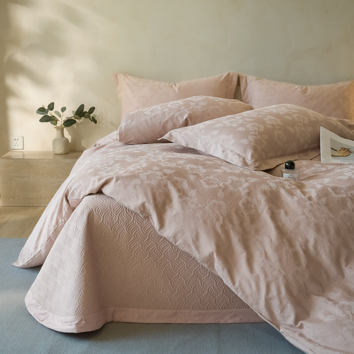 Cotton bedding set, 4-piece, embossed