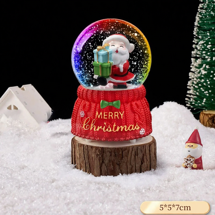 Christmas snow globe with light and music