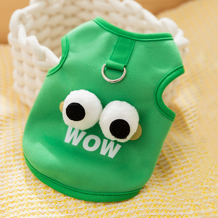 Sleeveless shirt for dogs and cats with leash