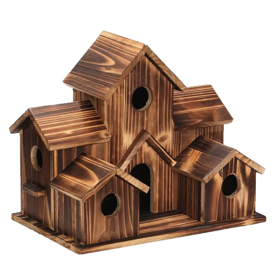 Rustic birdhouse made of pine wood