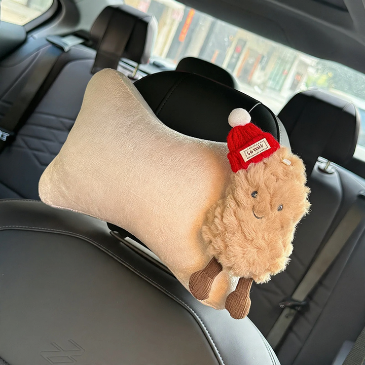 Plush headrest with geometric pattern
