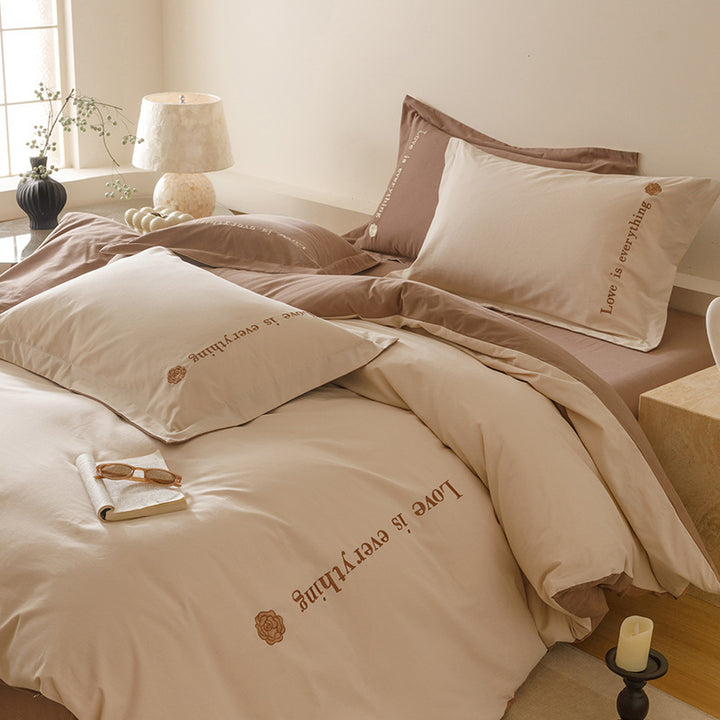 Cotton bed linen set, brushed, geometric pattern