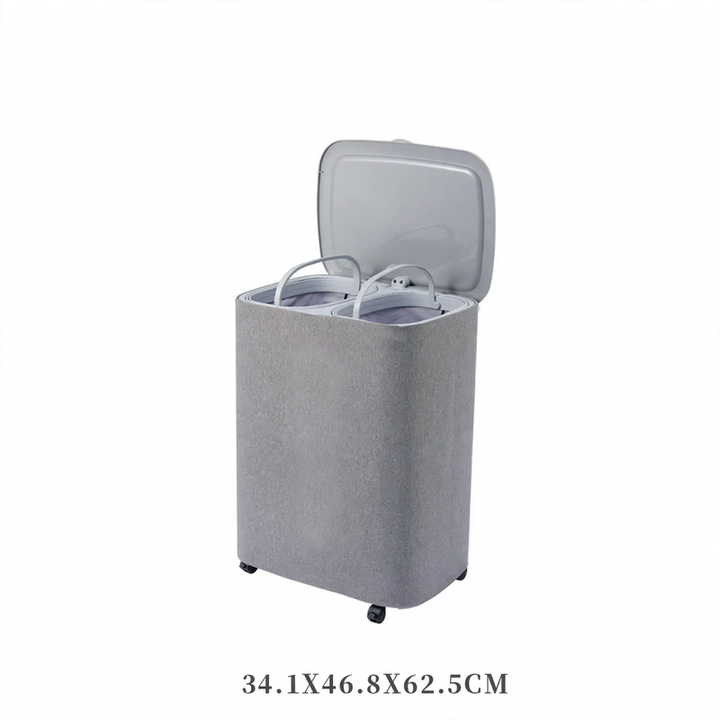Collapsible laundry basket with lid and handle