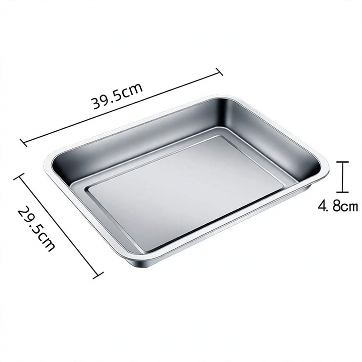 Stainless steel serving tray, square