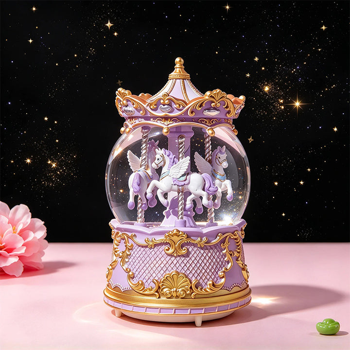 Christmas snow globe with music, light, and snowfall