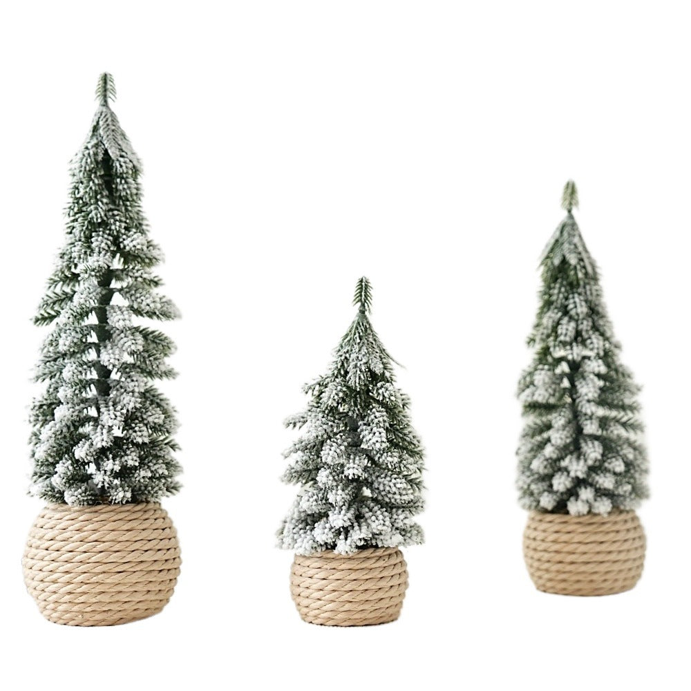 Mini Christmas tree with flocking, PE, table decoration