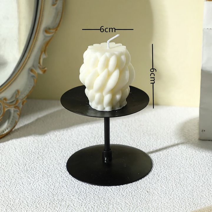 White geometric scented candle, Nordic, pillar shape