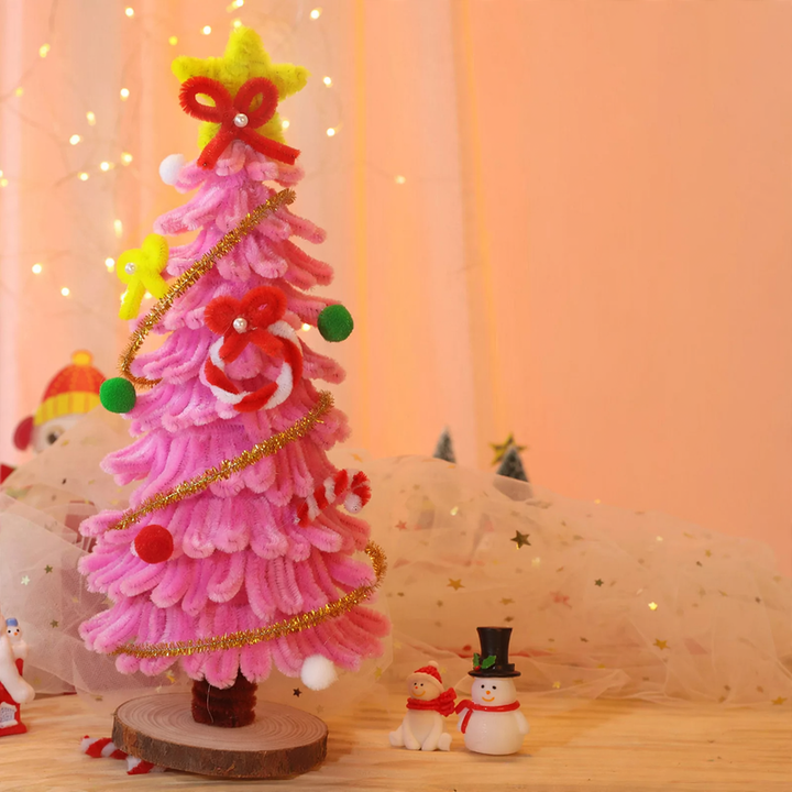 DIY Christmas Tree Craft Set with Wooden Base