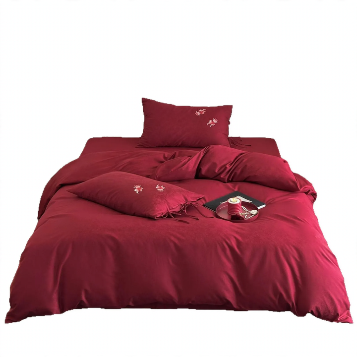 4-piece bed linen set, 100s long-staple cotton, embroidered