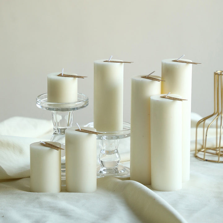 White scented candle cylinder, smooth surface