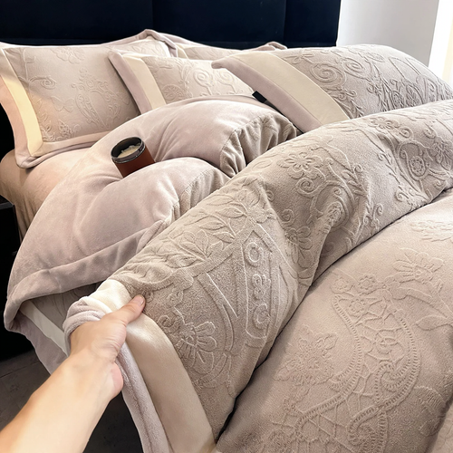 Milk fiber bedding set, 7D embossing, winter