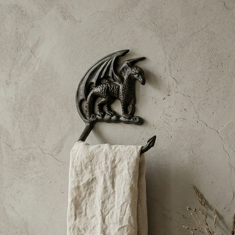 Cast Iron Towel Holder Dragon Shape, Classic