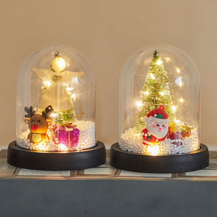 Mini Christmas tree in acrylic bell, illuminated, 13.5-21.5 cm