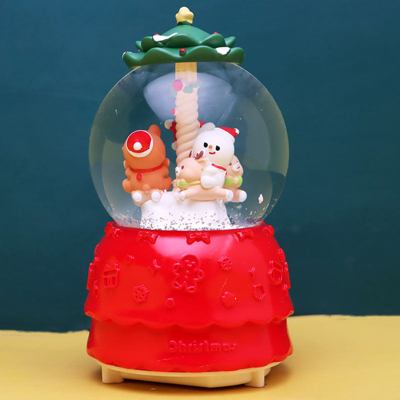 Christmas snow globe with music and light
