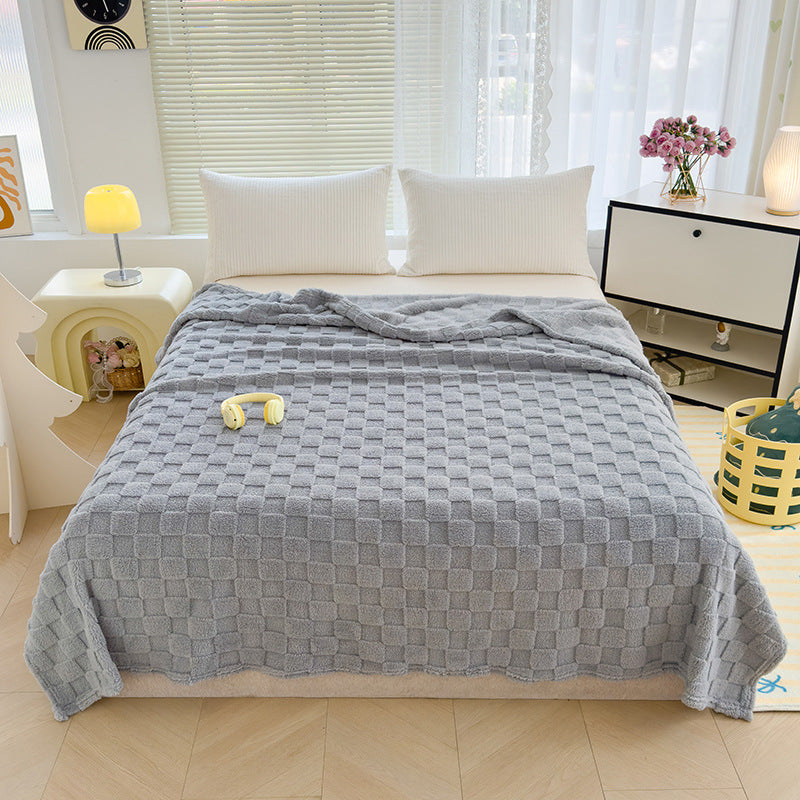 Stylish jacquard blanket with checkerboard pattern