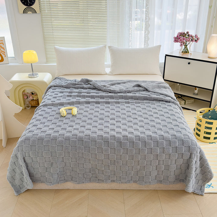 Stylish jacquard blanket with checkerboard pattern