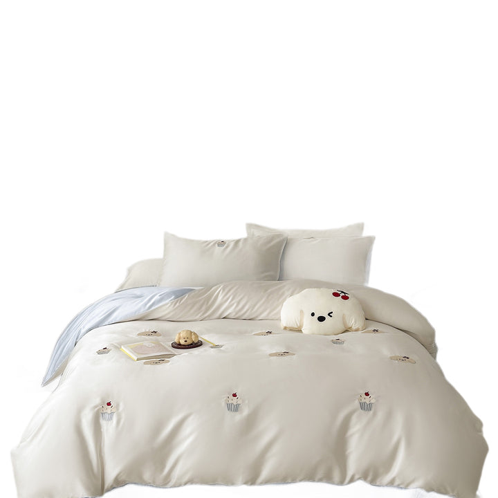 Tencel bedding set, silky soft, cartoon embroidery