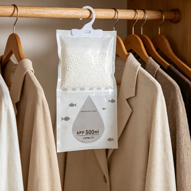 Hanging dehumidifier bag for small rooms