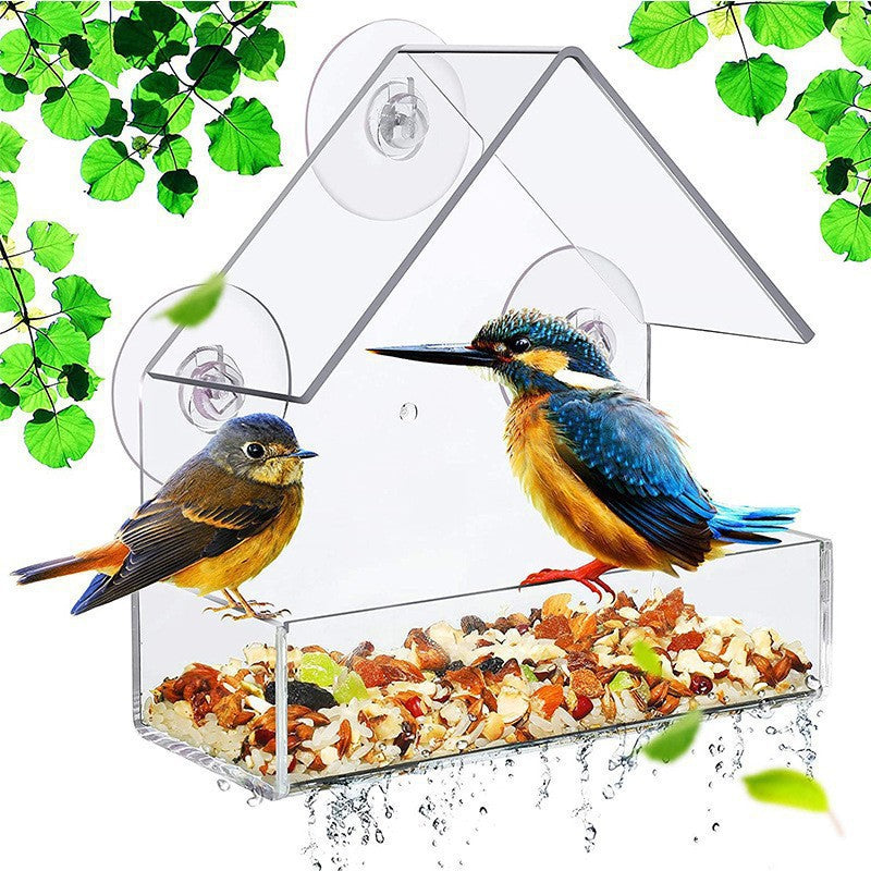 Transparent Acrylic Bird Feeder with Suction Cup
