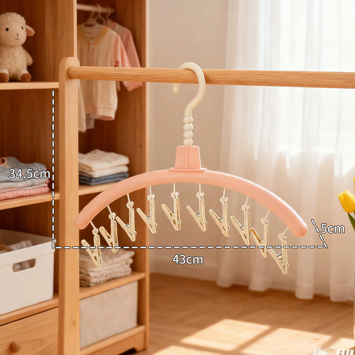 Clothes drying rack with clips, cute design