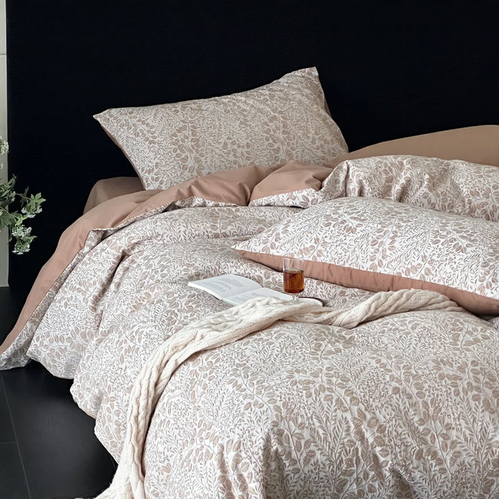 Cotton bedding set, 4-piece, geometric pattern