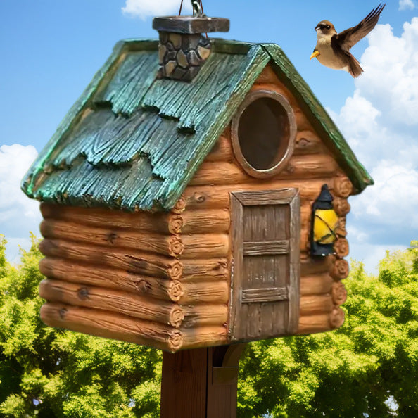 Birdhouse made of polyester resin, hanging