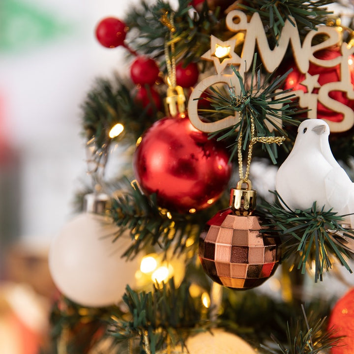 Mini Christmas tree for the table, red-white, with lighting