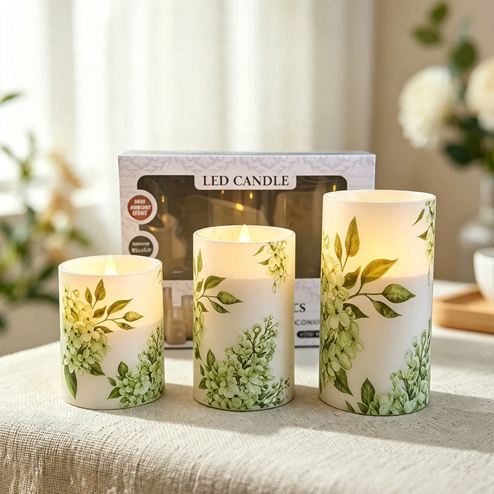 Rechargeable LED candles in a set of 3