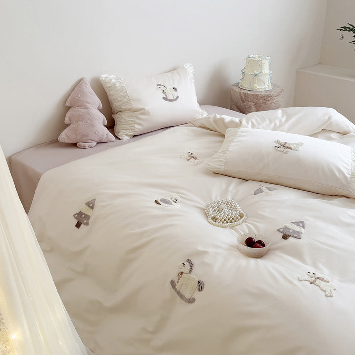 Premium cotton bedding set with embroidery, 100 thread count