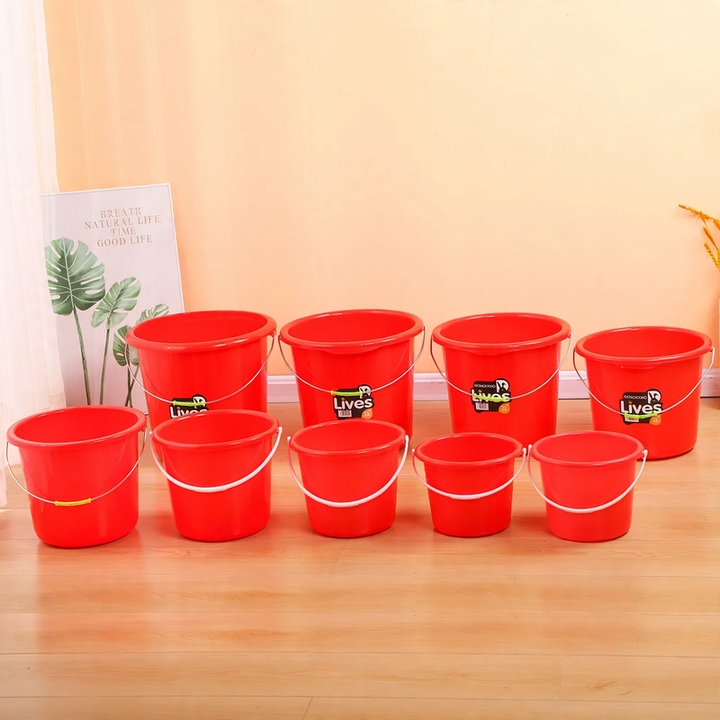 Plastic bucket with handle, various sizes