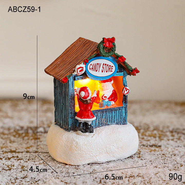 Illuminated Christmas house made of resin