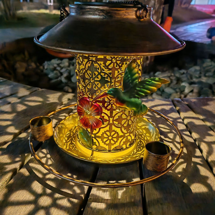 Solar Bird Bath Made of Iron with LED Lighting