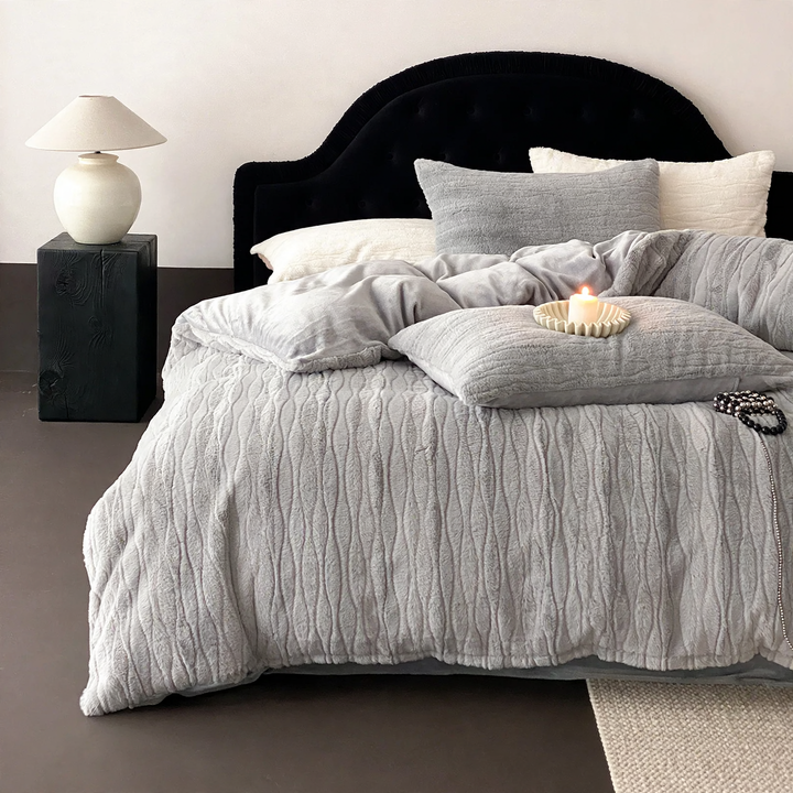 Luxurious milk fiber fleece bedding set, solid color