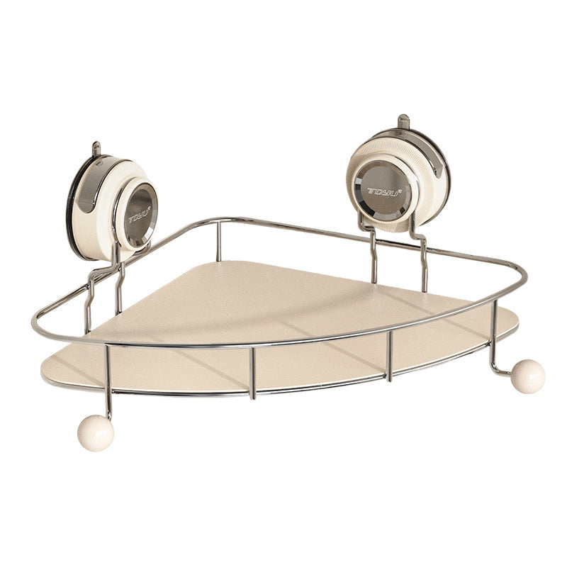 Stainless steel corner shelf with suction cup for bathroom