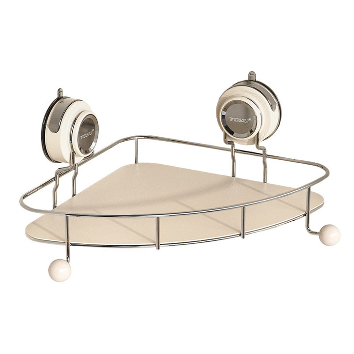 Stainless steel corner shelf with suction cup for bathroom