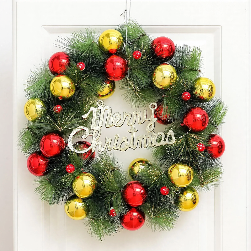 Illuminated Christmas wreath with hanging