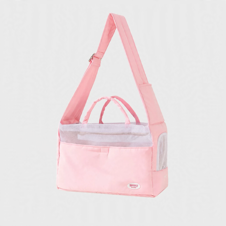 Portable pet carrier bag with shoulder strap
