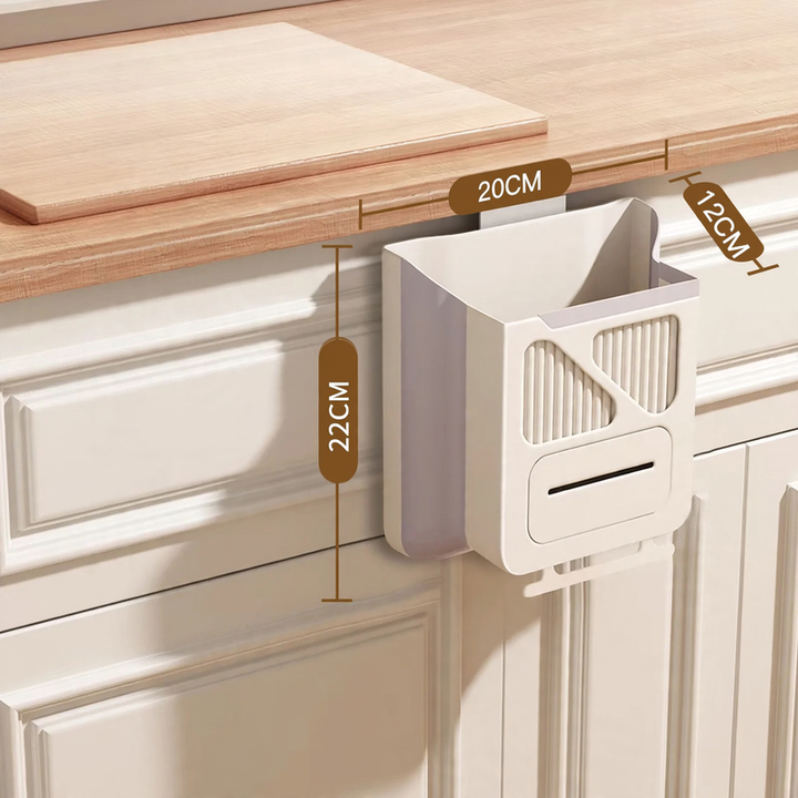 Wall-mounted trash can, plastic, foldable