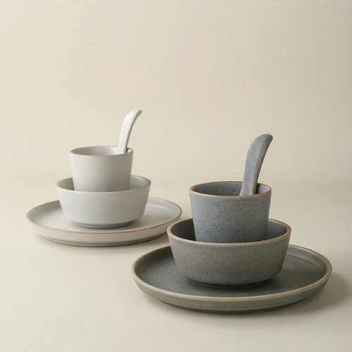 Porcelain Dinnerware Set with Gold Rim, Luxury Design