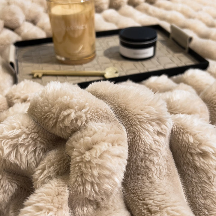 Rabbit Fur Fleece Wool Blanket, Polyester, 300–500 g