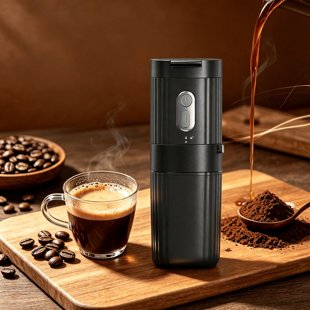Portable coffee machine with grinder, 250 ml